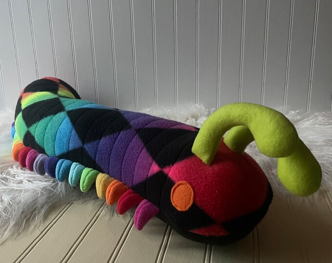 Giant Rainbow Millipede Plush, Millipede Toy, Plush Bug, Plush Insect