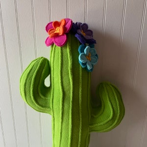 Blooming Cactus Pillow, Saguaro, Plush Cactus