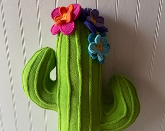 Blooming Cactus Pillow, Saguaro, Plush Cactus