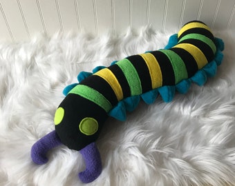 Stripey Centipede Plush, Centipede Toy, Plush Bug, Plush Insect, Centipede Stuffie