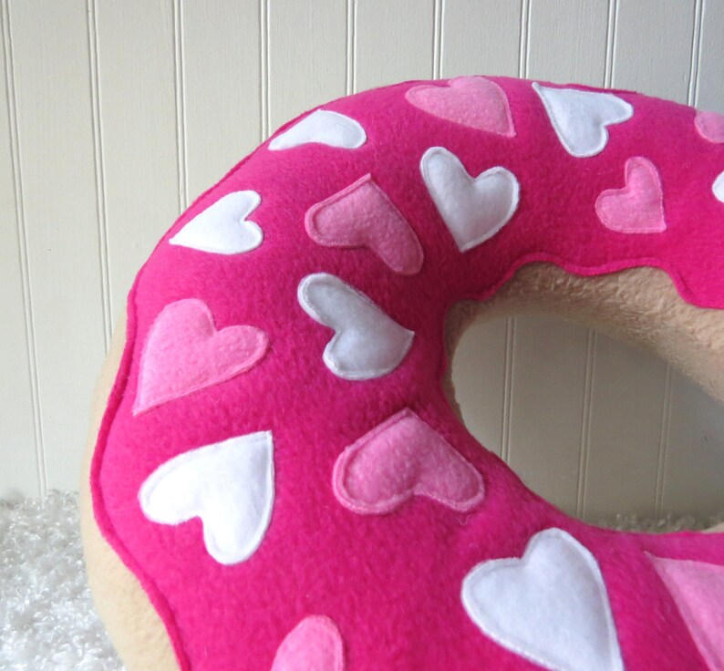 Valentine Doughnut Pillow Pink Frosted Heart Donut Etsy
