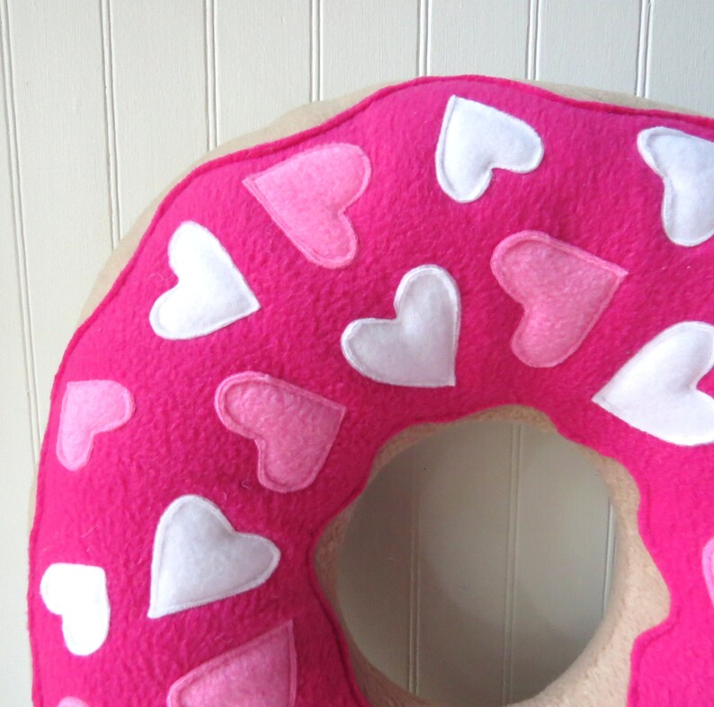 Valentine Doughnut Pillow Pink Frosted Heart Donut Etsy