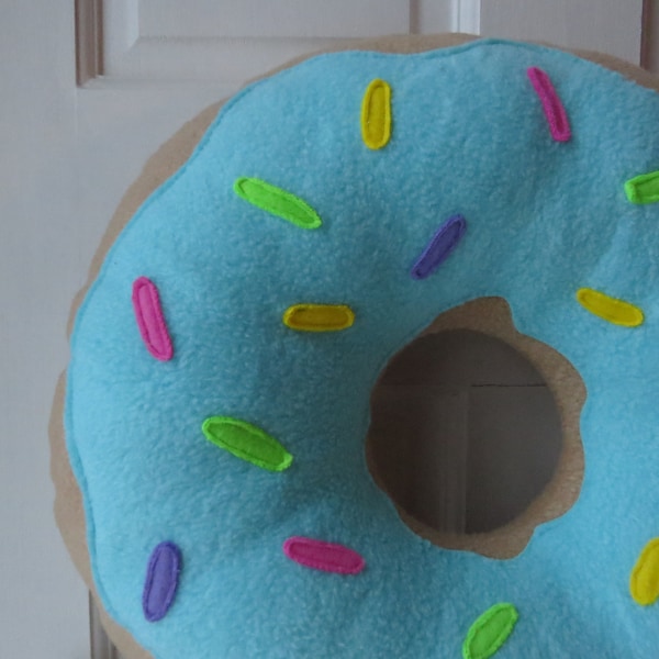 16" Blue Frosted Doughnut Pillow