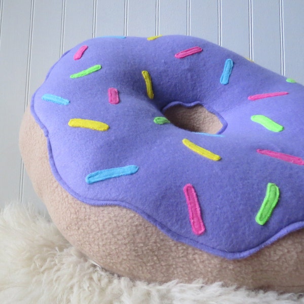 16" Purple Frosted Doughnut Pillow