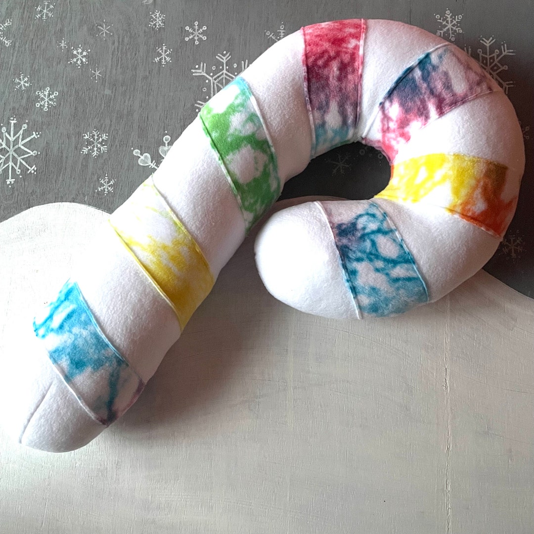 Rainbow Candy Cane Pillow Christmas Pillow Christmas Plush Etsy