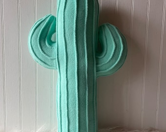 Sea Green Cactus Pillow, Saguaro, Plush Cactus