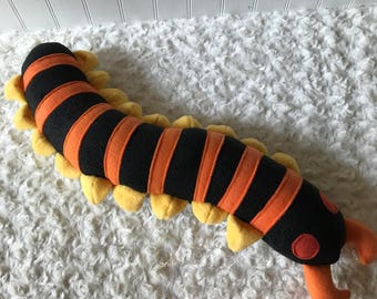 Stripey Centipede Plush, Centipede Toy, Plush Bug, Plush Insect, Centipede Stuffie