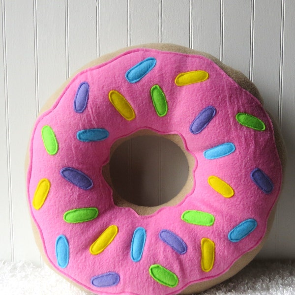 16" Pink Frosted Doughnut Pillow