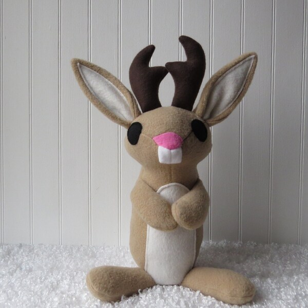 Jackalope Plush, Jackalope, Rabbit Plush, Rabbit with Antlers