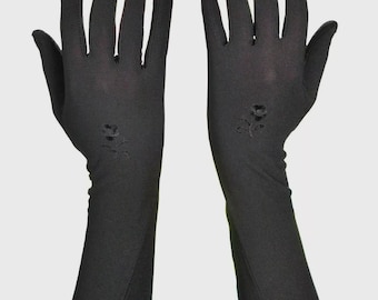 Long Full Finger Gloves Hand Cover Ladies Colour: Beige & Black Evening Opera