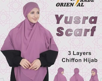 Pådragbar, 3-lagers khimar hijab i chiffong – 1 styck – turkisk stil
