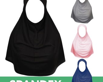 Yusra (Amira) effen schoolmadrasah hijab van instant katoen (spandex).
