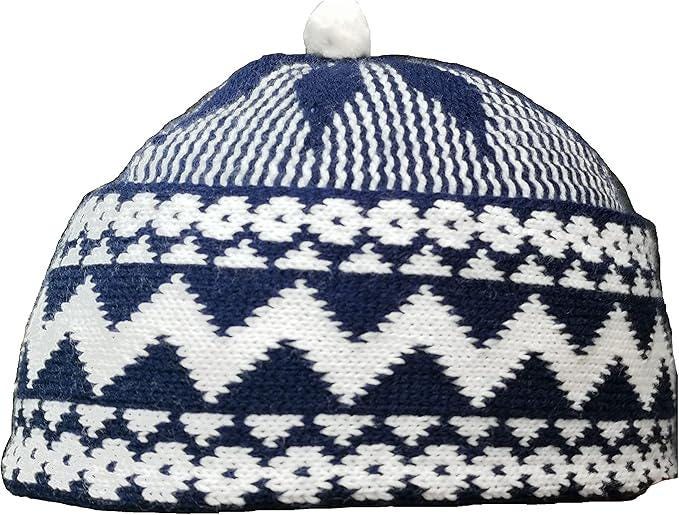 Zigzag Haji Wool Men Cap Beanie Islamic Prayer Hat Topi Kufi With
