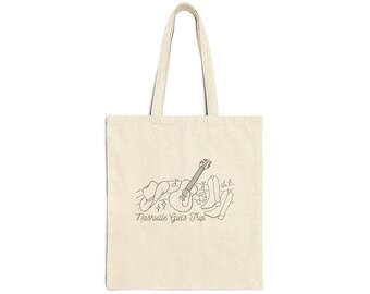 Nashville Girls Trip Hand-Drawn Cotton Canvas Tote Bag, Tennessee Bachelorette Gift