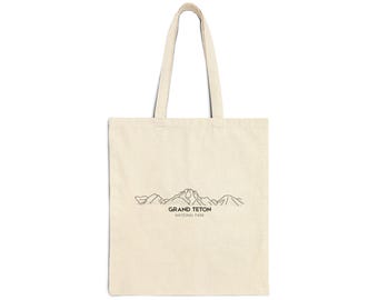 Teton National Park Baumwolltasche, handgezeichnetes Wyoming-Souvenir