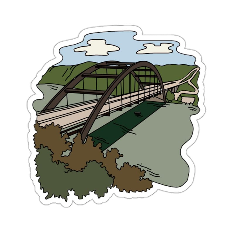 Pennybacker Bridge Sticker: Hand-drawn Austin Texas Landmark - Etsy