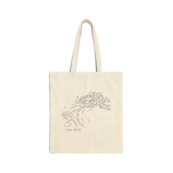 Borsa tote Isola Bella, souvenir della Sicilia, tela di cotone