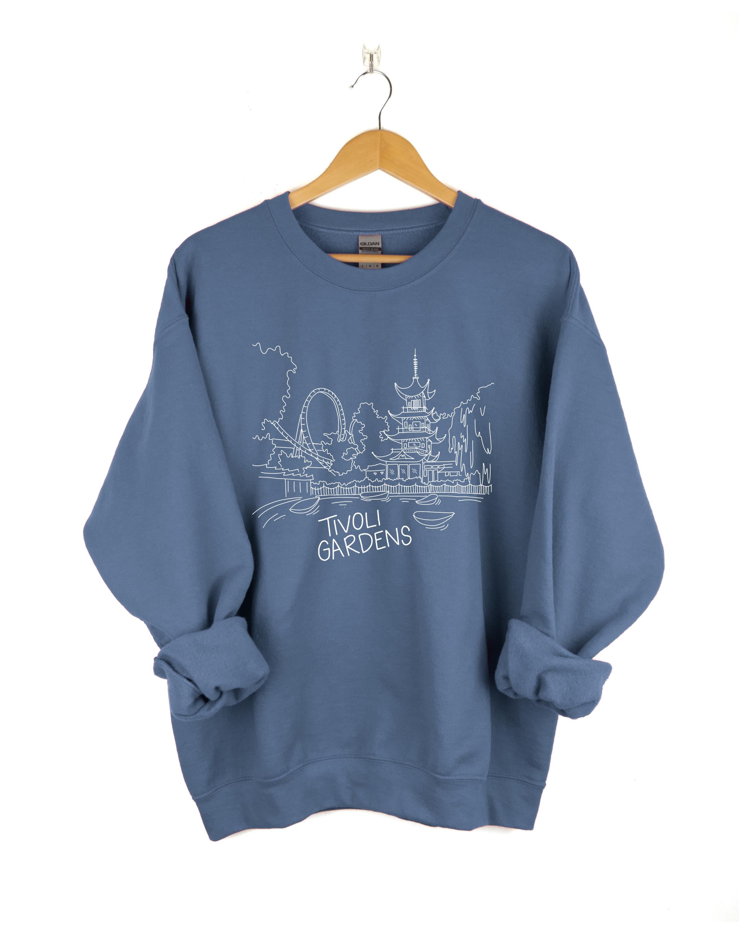 Tivoli Gardens Sweatshirt: Copenhagen Hand-Drawn Design, Travel Souvenir