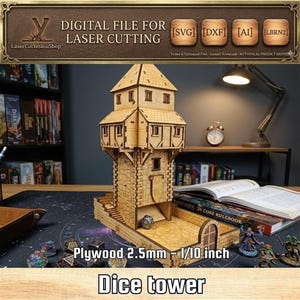 中世風ダイスタワーSVG - テーブルトップゲーム用デジタルダウンロード