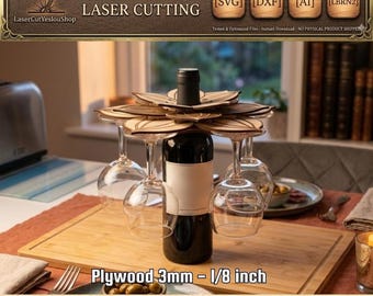 Soporte para copas de vino Lotus SVG DXF – Archivos elegantes para corte láser