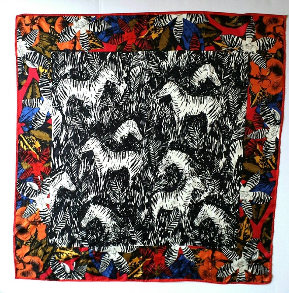 Vintage Silk Zebra Scarf -1990s Vintage - image 1