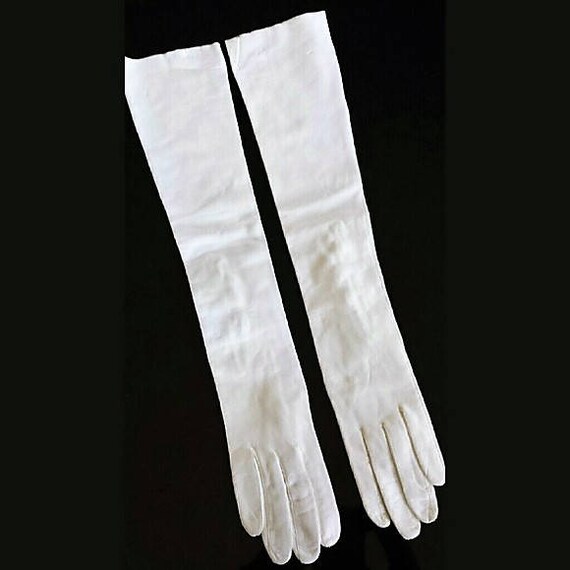 Vintage Kid Leather Evening Gloves with Pearl But… - image 1