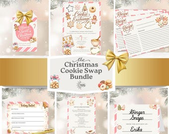 Weihnachtsplätzchen-Tausch-Party Bündel | Druckbares Event-Kit mit Invite, Rezeptkarten, Tags, Voting Ballot | Sofort Download I Cookie Börse