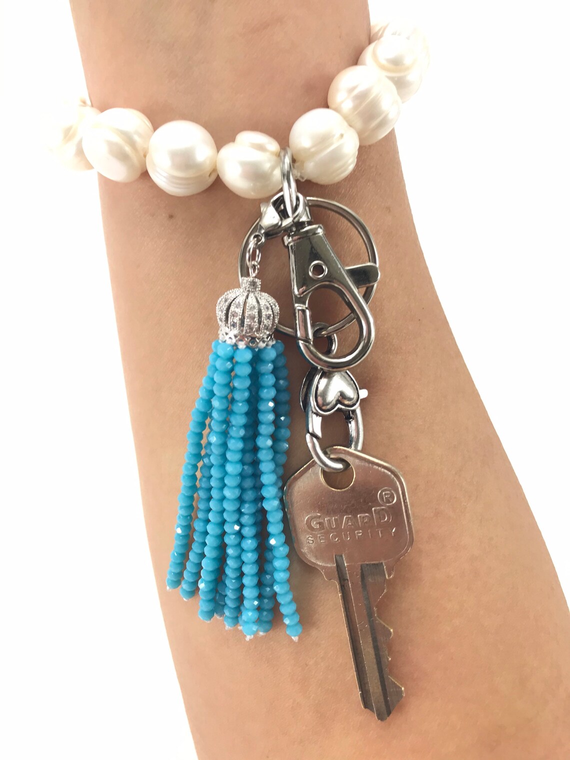 Pearl keychain Bracelet key wristlet pearl bracelet for Etsy