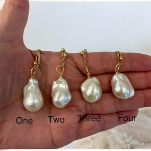 50 % OFF!!! Organic Baroque Pearl Pendant in Gold stainless steel ball chain; baroque pearl necklace; high quality pearl; Mother’s Day gift