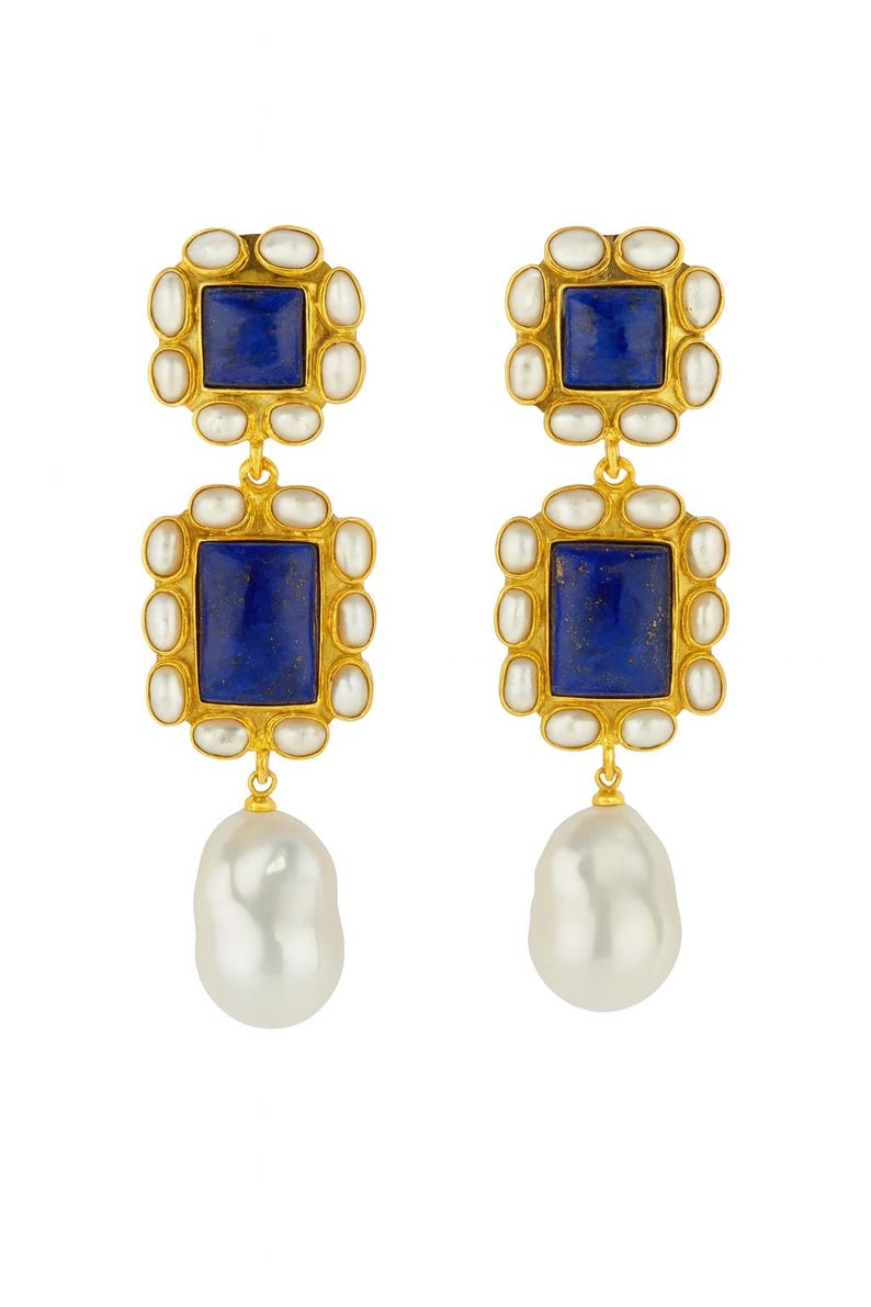 Lapis and Pearl Vivienne Earrings main image 1
