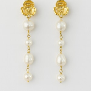Dainty bridal pearl drop earrings; baroque dangling; Long Pearl earrings; wedding pearl earrings; dangle drop earrings; bridesmaids gift