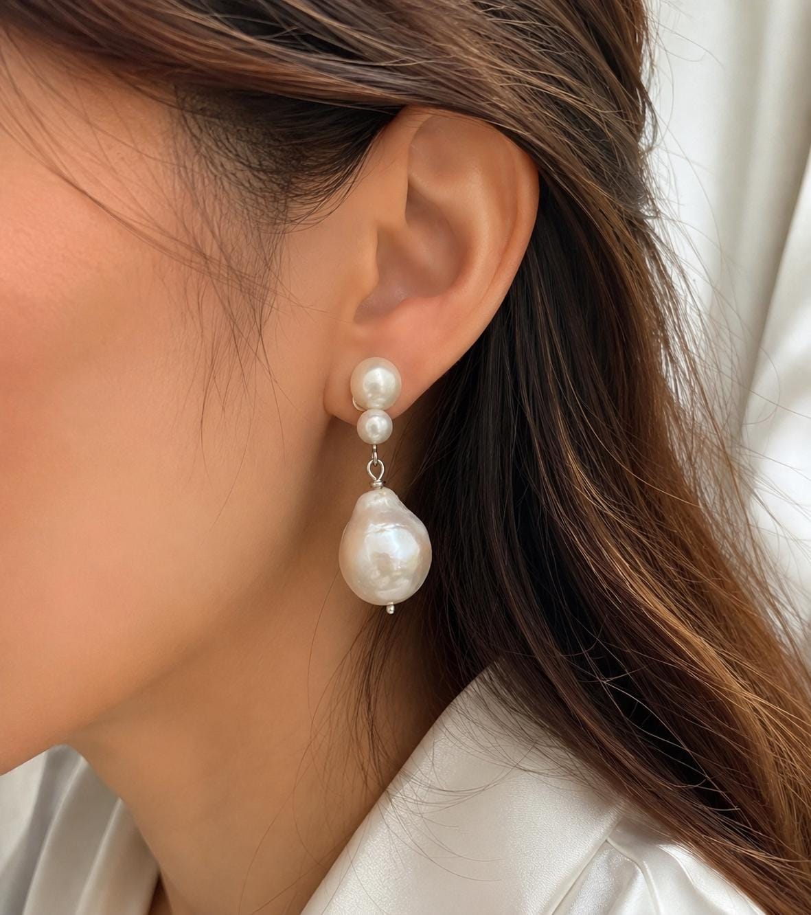 Triple Pearl Drop Earrings