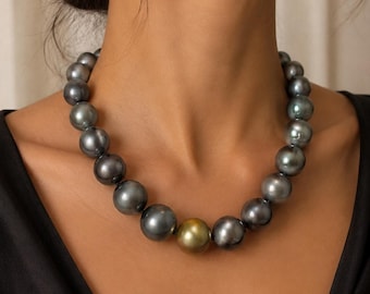 Genuine Hand-Knotted Tahitian Pearl Necklace | Large AA Pearls, Heirloom Jewelry