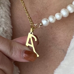 Mean girls movie Necklace half chain half pearl necklace gold initial charm anti tarnish initial Regina necklace gifts for teenagers image 5