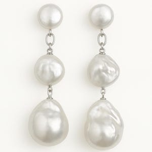 Baroque Pearl Drop Earrings: Coin Pearl, Stainless Steel Studs