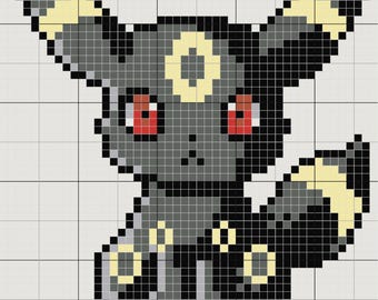Umbreon Crochet Flatwork Pattern PDF – 5 (optional 6) colors, Advanced Beginner-Friendly Graph, Block Pattern