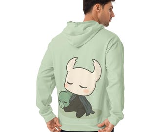 Chibi Hollow Knight Bomber Jacket – Sleeping Knight and Grub Pastel Gamer Hoodie, Cute Indie Game Streetwear, Cozy Gamer Gift