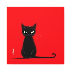 Canvas Print, Red Angry Cute Cat Artwork, Wall Decor, Home Decoration, Gift for Cat Lovers, Animal Lover Gift, Cat Art Print, Pet Owner Gift