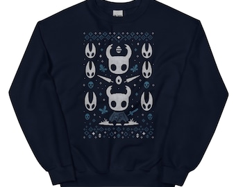Hollow Knight Christmas Sweater – Chibi Knight Holiday Pullover, Cozy Gamer Ugly Xmas Sweater, Indie Game Winter Apparel Gift