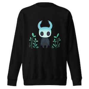 Glowing Hollow Knight T-Shirt – Chibi Knight in Forest Indie Game Sweatshirt, Gamer Sweatshirt, Video Game Aesthetic Unisex Apparel