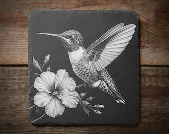 4 Hummingbird Digital Files for Engraving Slate Coasters (PNG)