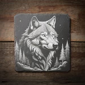 4 digitala Wolf-filer för gravyr av skifferunderlägg (PNG) Volym I
