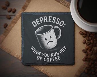 4 frases sobre café y latte Archivos digitales para grabar posavasos de pizarra (PNG) Volumen V