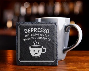 4 frases sobre café y latte Archivos digitales para grabar posavasos de pizarra (PNG) Volumen III