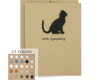 Cat Sympathy Greeting Card | Handmade Condolences Card | 25 Available Cat Colors | Choose Inside Phrase | Single Card with envelope