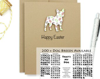 Dog Easter Card: Handmade Kraft Brown Notecard, 200+ Breeds