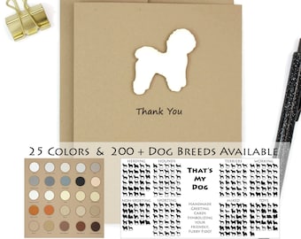 Dog Thank You Card | 200+ Dog Breeds to Choose from | 25 Dog Colors Available | Pack of 10 | Handmade Choose Inside with Kraft Envelopes