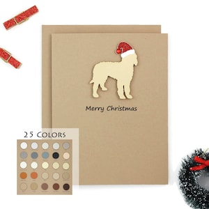 Tarjeta navideña Doodle individual / 25 colores de perros disponibles / Elija el frente y el interior / Goldendoodle, labradoodle, bernedoodle / Gorro de Papá Noel para mascotas