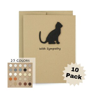 Cat Sympathy Grußkarte 10er Pack | Handgemachte Beileidskarten | 25 Verfügbare Katzenfarben | Wählen Innenphrase | Kraft Brown Grußkarten