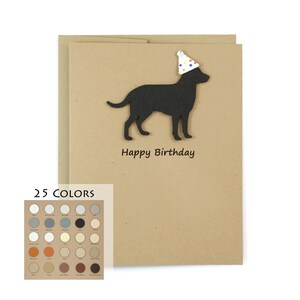 d'anniversaire de labrador retriever | Carte de voeux d'anniversaire faite main de laboratoire | 25 couleurs de chien | Choisissez l'expression intérieure | Chapeau de fête confettis